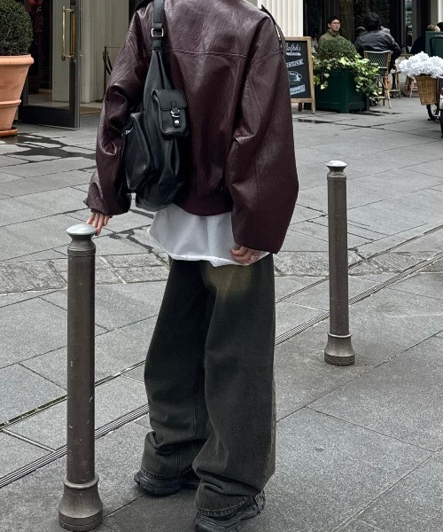 デニム・ジーパン Po Semi Wide Denim Pants (2color) CAMBIO ジーンズ mp13215-Half Easy Wide Denim Pants ワイド