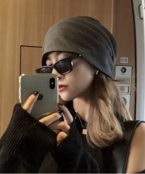 I Blame Lulu カシミヤ100ニットキャップ ブルー yourwear ウールカシミヤケーブルニットキャップ ｜くらすこと