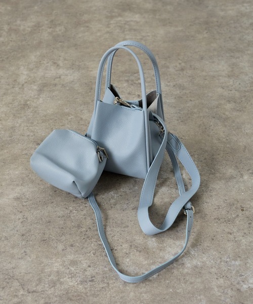 Lien Select ショルダーバッグ バッグ ポーチ付ソフトレザー調ミニ