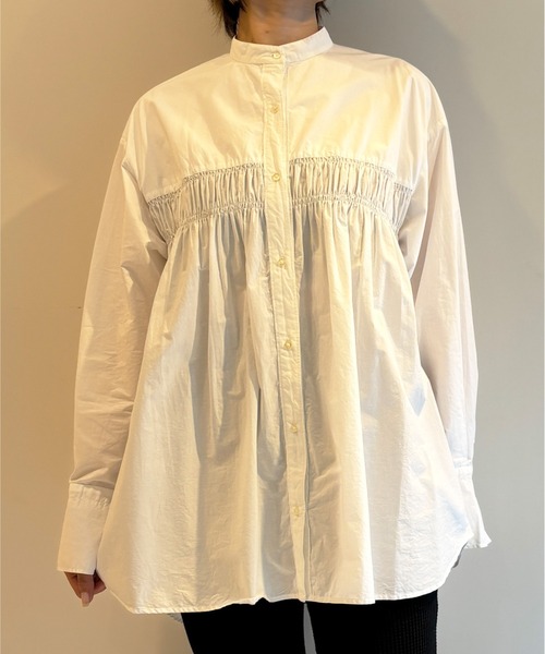 ブラウス シャツ COTTON PARACHUTE SHIRRING SHIRTS レディース