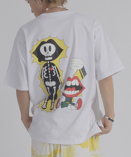 RE730 tシャツ なみおくん電気ショックプリント半袖Tシャツ メンズ