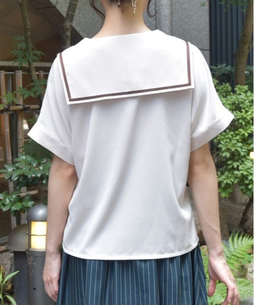 axes femme ブラウス シャツ 扇子×紅葉刺繍セーラーブラウス
