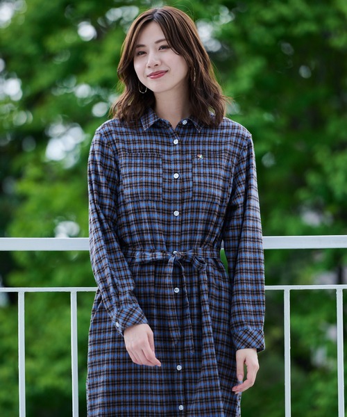 チェック柄長袖シャツワンピース チェック柄シャツワンピース ワンピース 長袖[品番：AMSW1777237