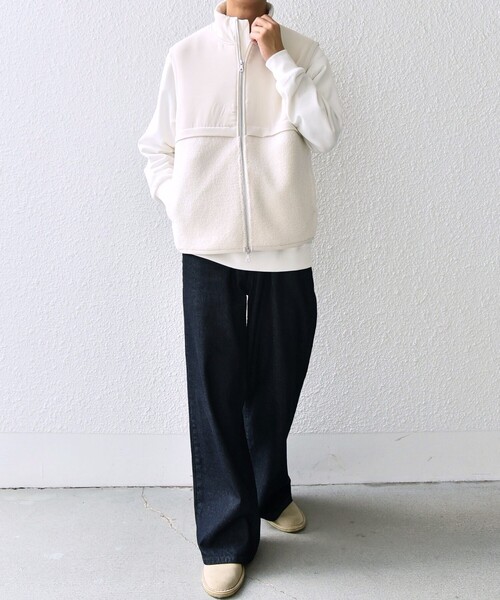 SHIPS any ベスト ジレ any: 「洗濯機可能」 コンビ ボア フリース