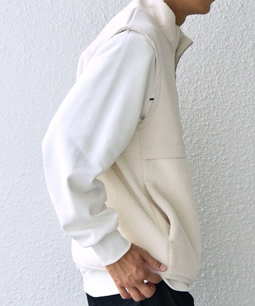 SHIPS any ベスト ジレ any: 「洗濯機可能」 コンビ ボア フリース