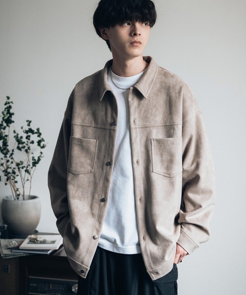 MICA&DEAL スエードCPOジャケット Rocky Monroe｜オーバーサイズ カットスエードCPOシャツ