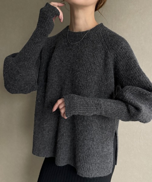 REMAKEボリュームスリーブ 黒ニットセーター セール】【welise/ウェライズ】マルチプルファンクションズ ボリューム