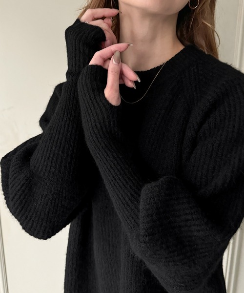 JUNOAH(ジュノア) ニット セーター 指穴ボリュームスリーブニット JUNOAH(ジュノア) ニット セーター 指穴ボリュームスリーブニット