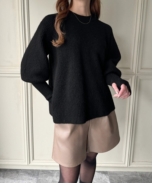 JUNOAH(ジュノア) ニット セーター 指穴ボリュームスリーブニット JUNOAH(ジュノア) ニット セーター 指穴ボリュームスリーブニット