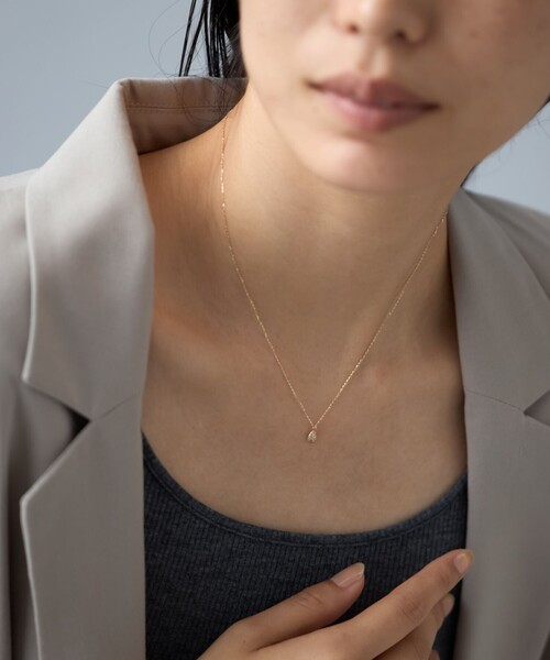 K10YG レイヤー ダイヤモンド セミロングネックレス K10YG レイヤー ダイヤモンド セミロングネックレス