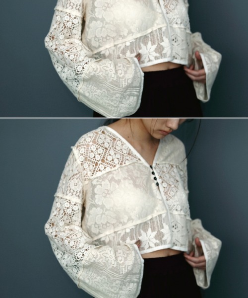 Patchwork Lace Cardigan アンヌーク　ブラック ànuke online store（アンヌーク） / Patchwork Lace
