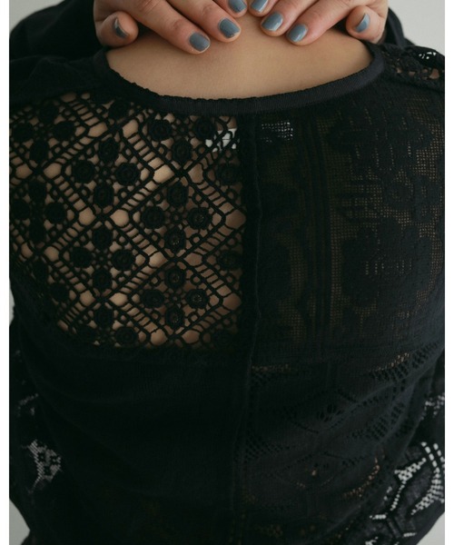 anuke カーディガン Patchwork Lace Cardigan レディース