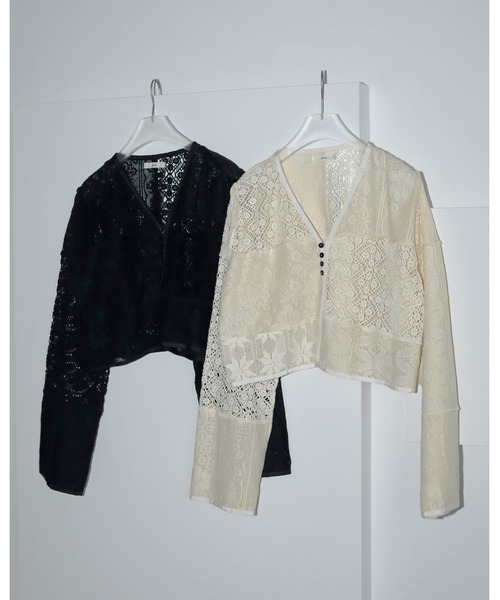 anuke カーディガン Patchwork Lace Cardigan レディース
