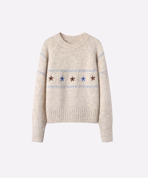 ニット セーター Embroidered Floral Knit Sweater レディース