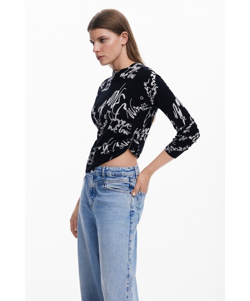 売れ筋商品|||デジグアル ニット&セーター アウター レディース Women's Arty print sweater Blue Desigual ニット セーター アーティプリントのセーター