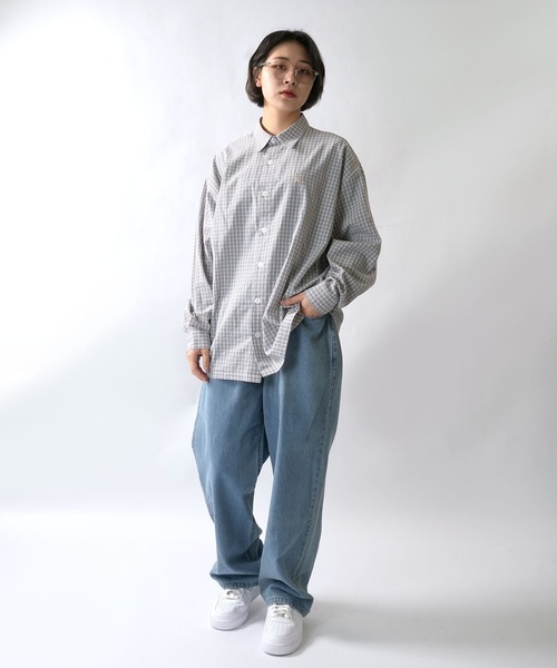 Starting Over シャツ one point embroidery graph check shirt