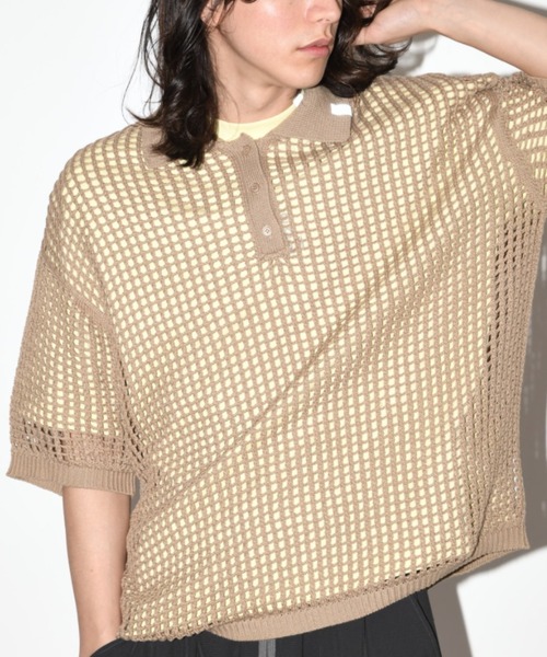 6(ROKU) MESH SHIRT KNIT/ニット　メッシュニットポロ 6（ロク）の「＜6(ROKU)＞MESH SHIRT KNIT/ニット（ニット/セーター