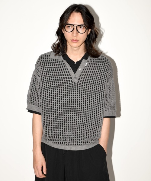 6(ROKU) MESH SHIRT KNIT/ニット　メッシュニットポロ 6（ロク）の「＜6(ROKU)＞MESH SHIRT KNIT/ニット（ニット/セーター