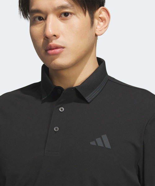 adidas ブラック 半袖　ポロシャツ　ゴルフ adidas（アディダス） ポロシャツ ワンポイントロゴ UVケア付き半袖