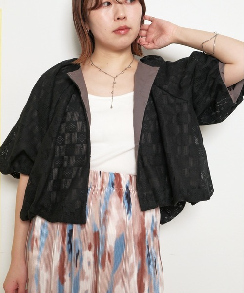 【新品】Palm Riche レース＆チュールブルゾン アイボリー レース＆チュールブルゾン Palm Riche│Eimee Law & LHELBIE