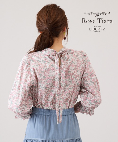 ✨新品・タグ付✨ローズティアラ フロッキーフラワー バックリボン ブラウス XL Rose Tiara（ローズティアラ） ブラウス シャツ 夏 Rose Tiara with