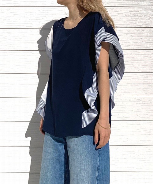 ブラウス シャツ ウェーブシフォンブラウス レディース Q ブラウス シャツ ウェーブシフォンブラウス レディース