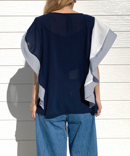 ブラウス シャツ ウェーブシフォンブラウス レディース Q ブラウス シャツ ウェーブシフォンブラウス レディース