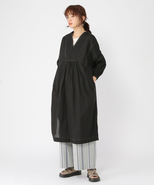 studio CLIP（スタディオクリップ） ワンピース 配色ステッチVネック