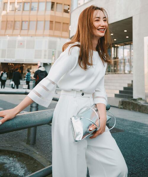 OPAQUE.CLIP パンツ ストレッチタックワイドパンツ「洗濯機洗い