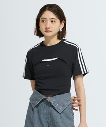 国内発送【adidas】バックカットアウト リブ編み 半袖Tシャツ adidas tシャツ カットアウト カリ半袖Tシャツ / アディダス
