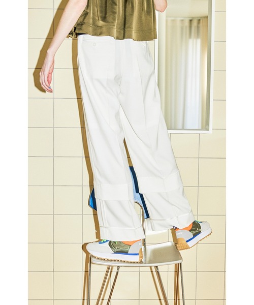 OMMO ホワイトパンツ 38｜人気シルエット・美品 OMMO（オーエムエムオー） スラックス パンツ LAYERED WIDE PT