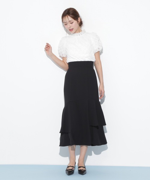 ブラウス シャツ 半袖 バルーン袖レースブラウス レディース 【新品 