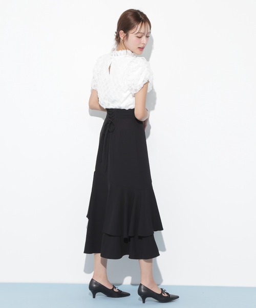 JILL STUART デニムシャツ　レース　ティアードスリーブ　サイズS ジルバイジルスチュアート JILL by JILLSTUART シャツ ブラウス