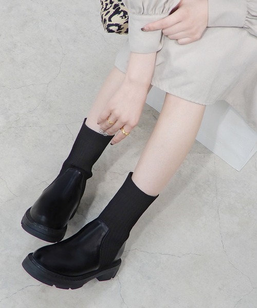 「minia」 「alala」ショートブーツ M グレイッシュベージュ レディース_画像4