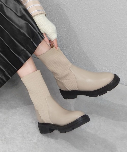 「minia」 「alala」ショートブーツ M グレイッシュベージュ レディース_画像8