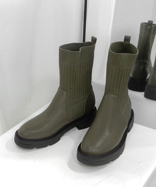 「minia」 「alala」ショートブーツ M グレイッシュベージュ レディース_画像9