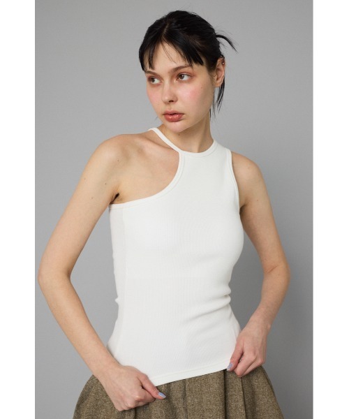 タンクトップ ノースリーブ Asymmetry neck tank top　　アシンメトリーネックタンクトップ レディース