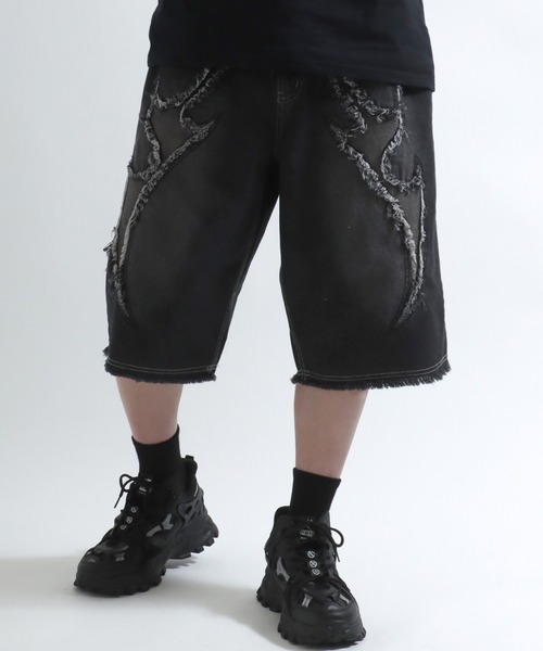 ジョーツ デニムハーフパンツ ダメージデニムパンツ グレー