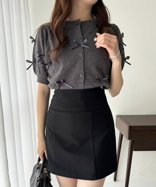 「one after another NICE CLAUP」 ニットカーディガン FREE チャコールグレー レディース_画像7