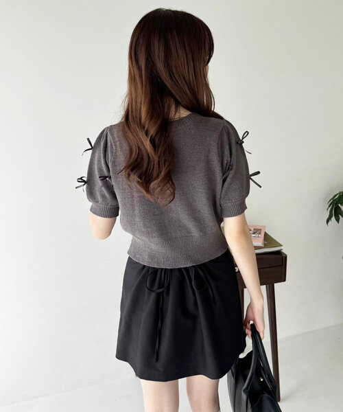 「one after another NICE CLAUP」 ニットカーディガン FREE チャコールグレー レディース_画像9