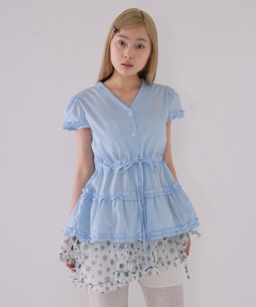 ブラウス シャツ hem frill blouse レディース