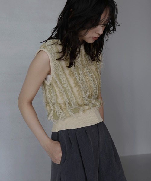 軽やかで快適 洗練された【HERMES】ノースリーブセーター 3625b260060-1.jpg