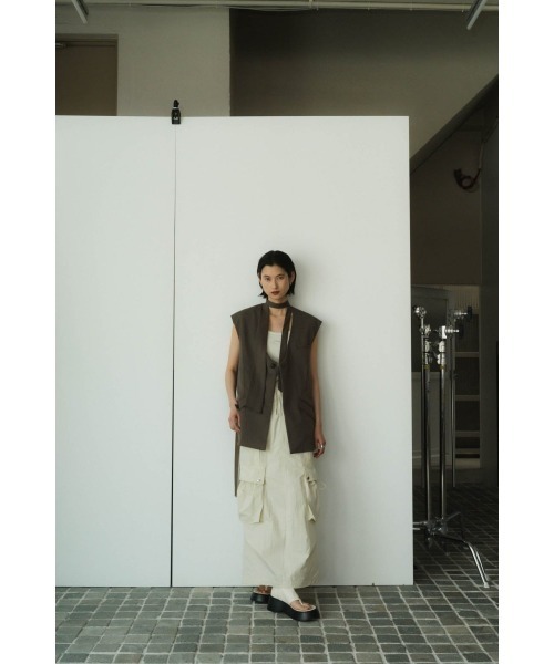 【knuth marf】2way collarless gilet/stripe Knuth Marf（クヌースマーフ） ベスト ジレ 2way collarless gilet