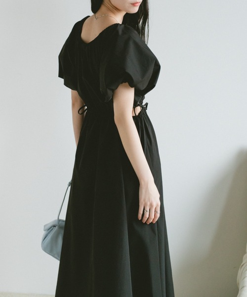 美品☆ フォクシーニューヨーク パフスリーブ ワンピース ウエストリボン L VANNIE U（ヴァニーユー） ワンピース 夏 半袖 ウエストリボンカット