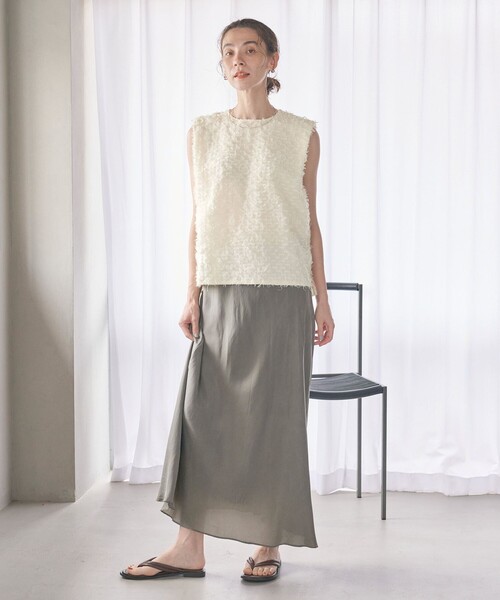 BEAUTY&YOUTH 日本製　とろみフリンジ ノーカラーブラウス BEAUTY＆YOUTH UNITED ARROWS ブラウス シャツ 「WEB限定
