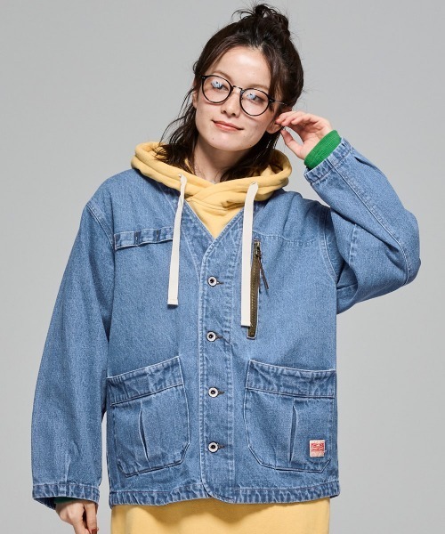 新品　クリフメイヤー　ノーカラーデニムジャケット Amazon | [クリフメイヤー] デニム ノーカラー カバーオール