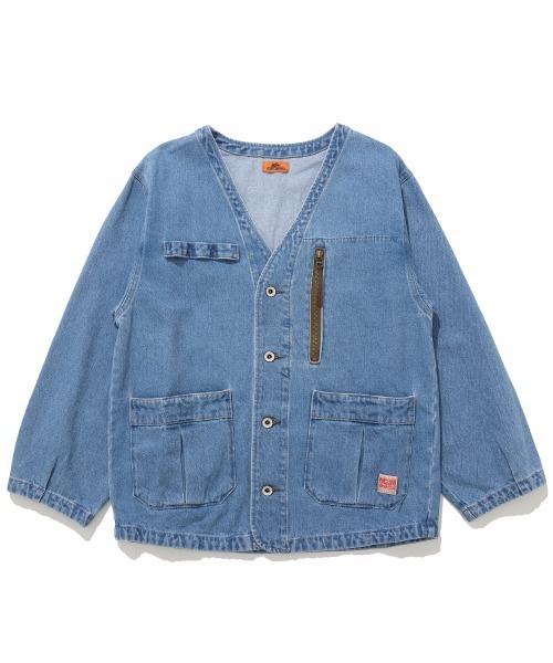 新品　クリフメイヤー　ノーカラーデニムジャケット KRIFF MAYER クリフメイヤー ノーカラー カバーオール デニム