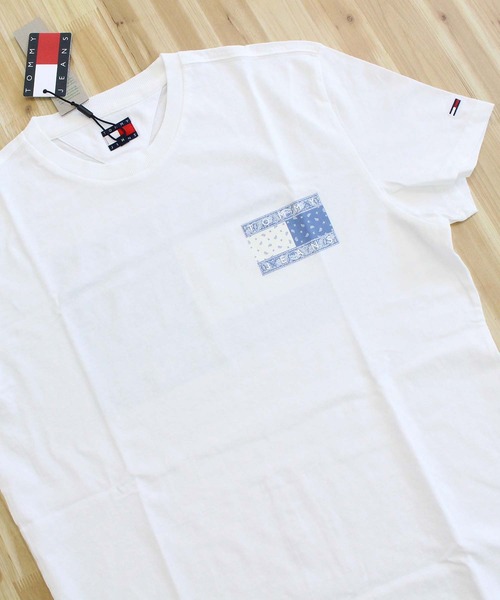 TOMMY HILFIGER tシャツ TJM ペイズリーフラッグバックプリントT