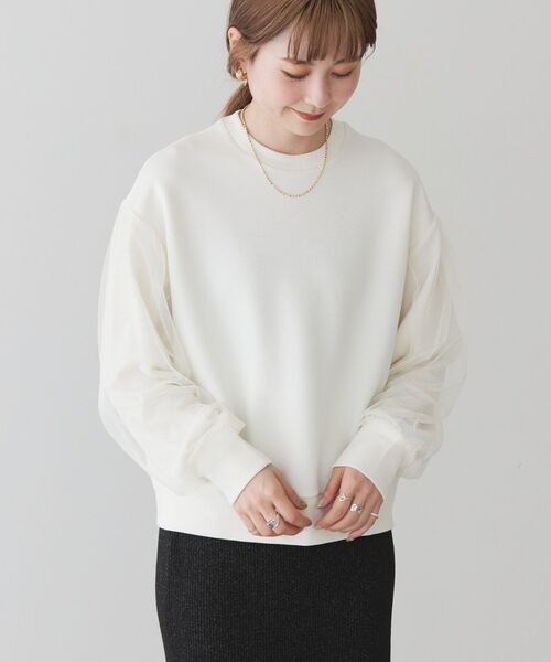 「AMERICAN HOLIC」 長袖カットソー M オフホワイト レディース