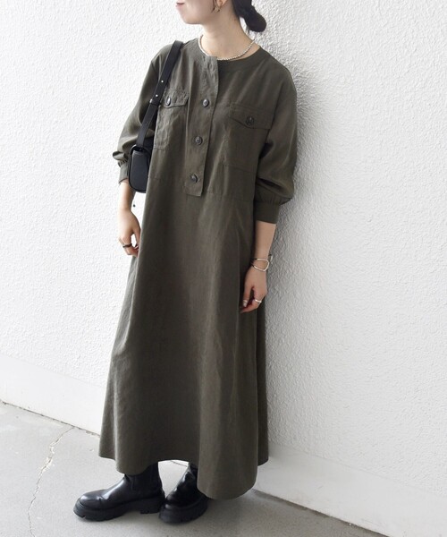 SHIPS any ワンピース any:「洗濯機可能」ピーチスキン クルーネック